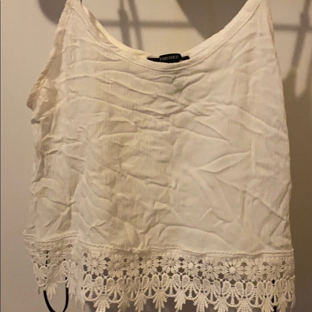 Forever 21 white crop top with a lace trim